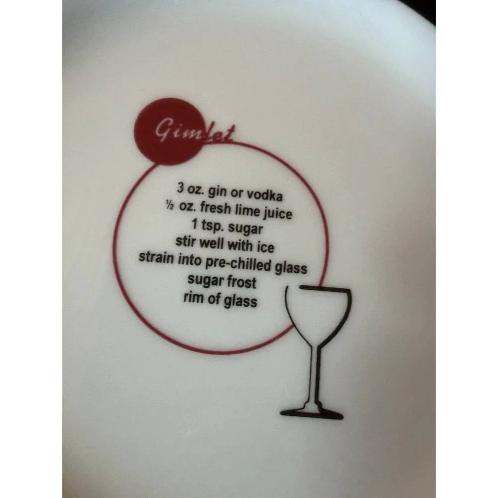 POTTERY BARN Retro Bar Mixed Drinks 8.25 Salad Dessert Appetizer Plates Set of 8
